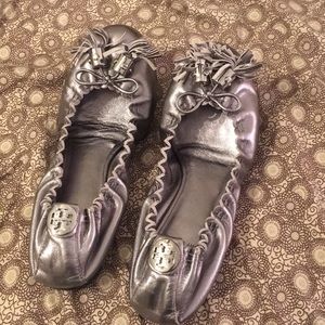 Tory Burch silver flats